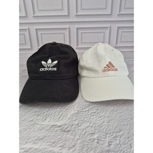 Adidas Mens Baseball Caps 2 Pack Black Trefoil Cream Rose Gold Logo Adjustable